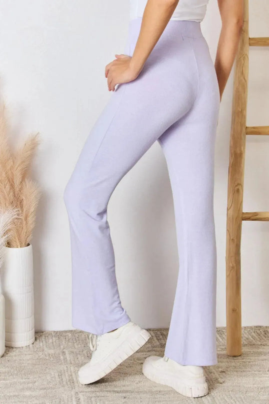 Ultra Soft High Waist Flare Knit Pants for Effortless Style