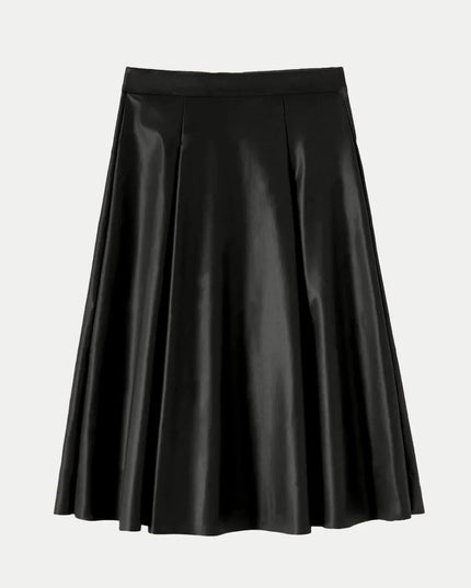 High-Waisted Zippered A-Line Skirt