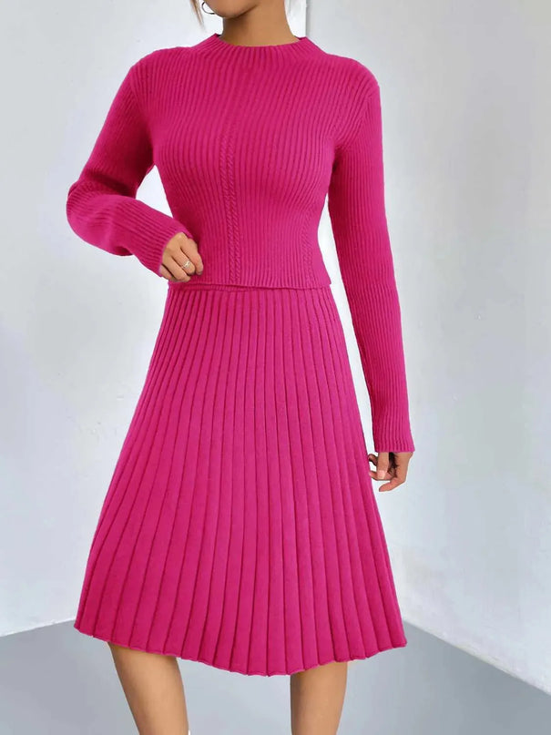 Rib-Knit Sweater and Skirt Set - ShopEasier