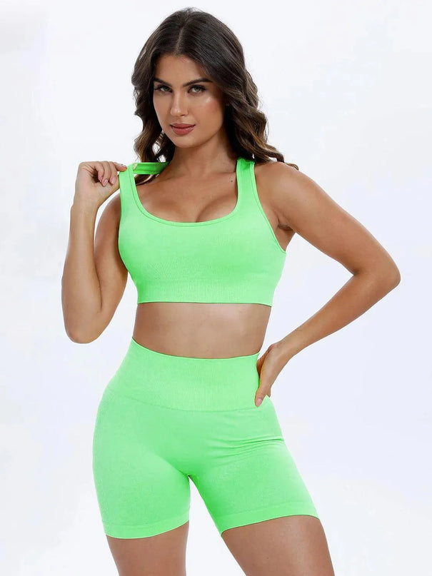 Scoop Neck Wide Strap Top and Shorts Active Set - ShopEasier