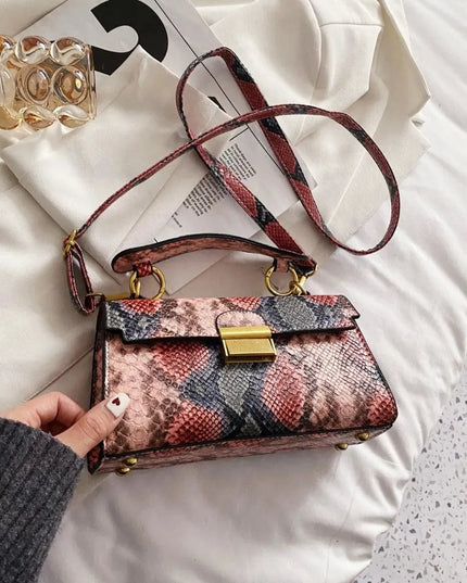 PU Leather Snakeskin Print Crossbody Bag