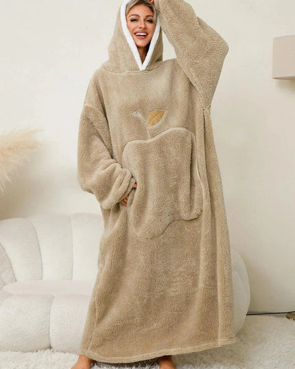 Pocketed Contrast Long Sleeve Hooded Lounge Dress