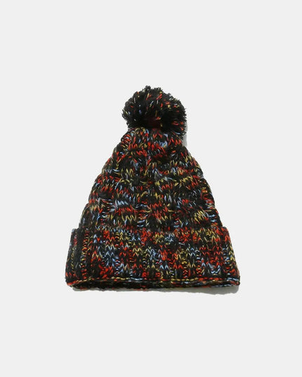 Contrast Cable-Knit Hat with Pompom - ShopEasier