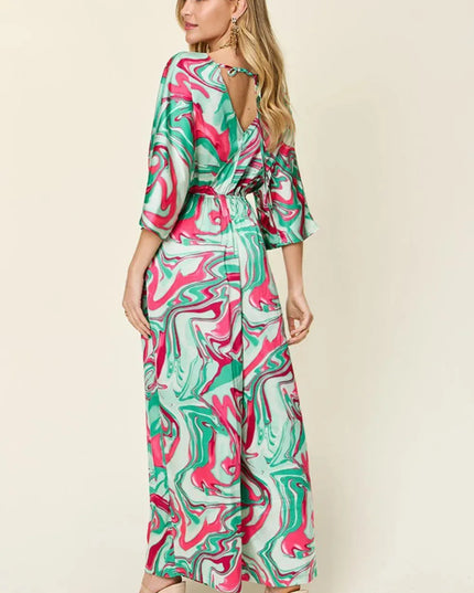 Double Take Full Size Half Sleeve Wide Leg Jumpsuit - ShopEasier