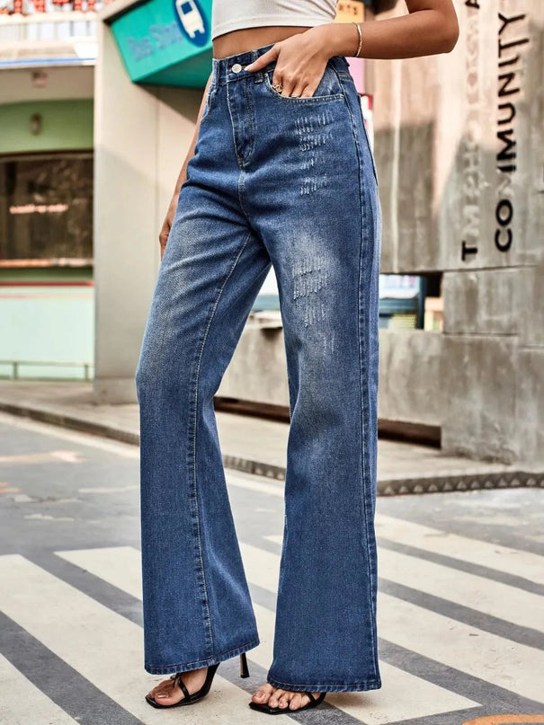 High Rise Bootcut Jeans with Pockets - ShopEasier