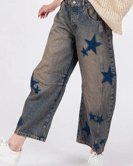 SAGE + FIG Star Wide Leg Jeans with Pockets - ShopEasier