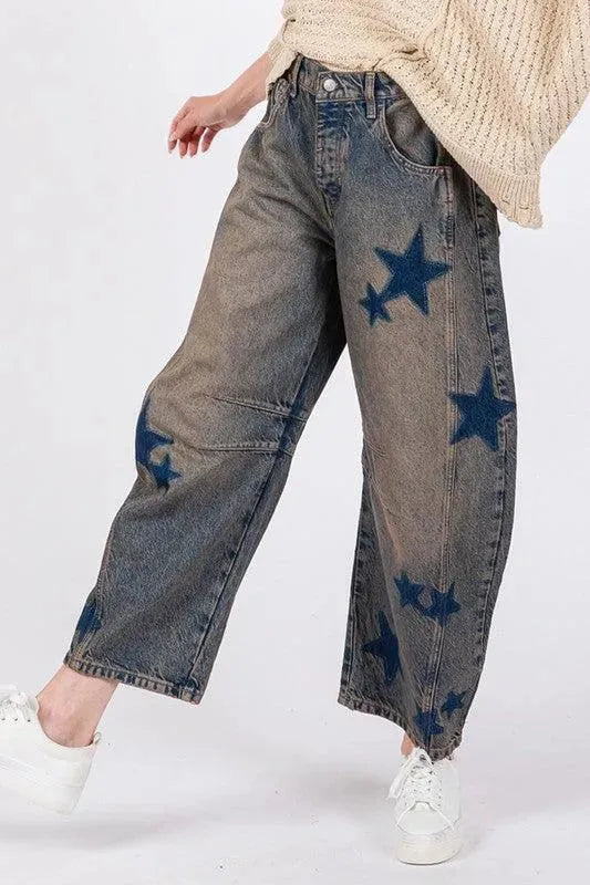 SAGE + FIG Star Wide Leg Jeans with Pockets - ShopEasier