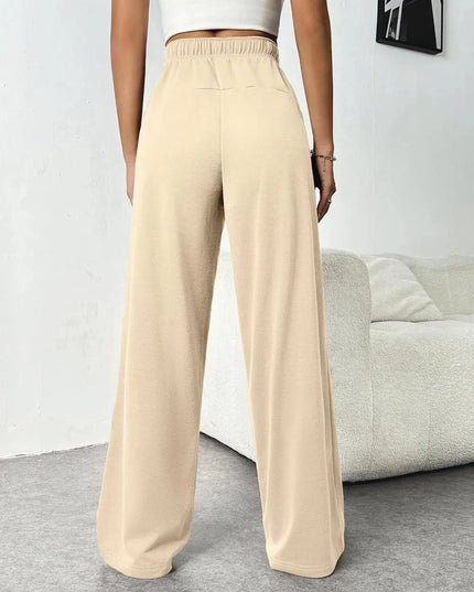 Drawstring Wide Leg Pants with Pockets