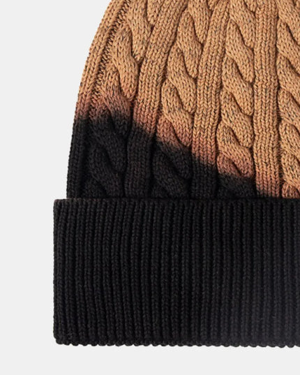 Contrast Tie-Dye Cable-Knit Cuffed Beanie