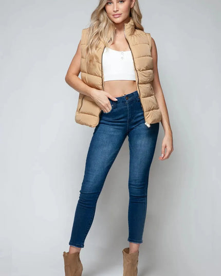 Chic Zip-Up Turtleneck Vest with Functional Pockets