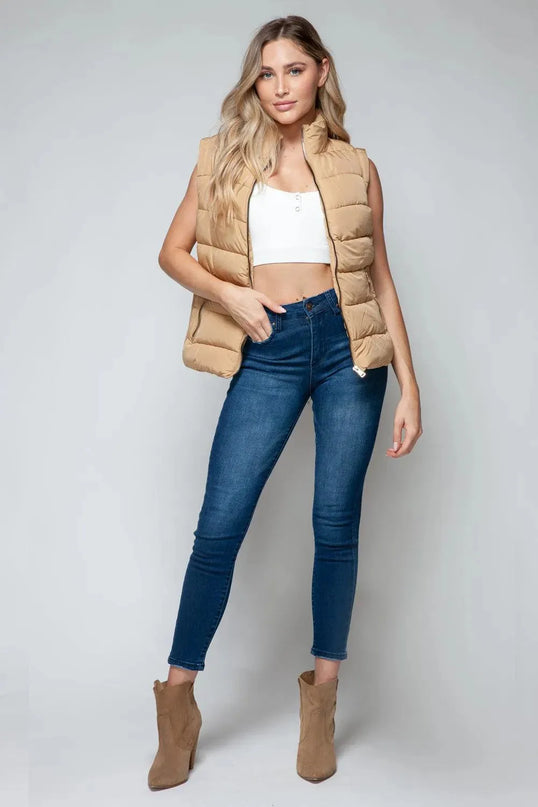 Chic Zip-Up Turtleneck Vest with Functional Pockets