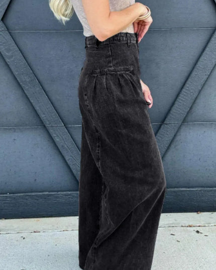 High Rise Wide Leg Jeans with Pockets