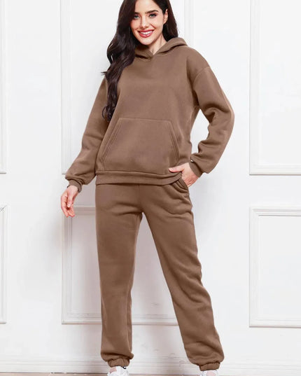 Casual Drop Shoulder Hoodie and Jogger Set