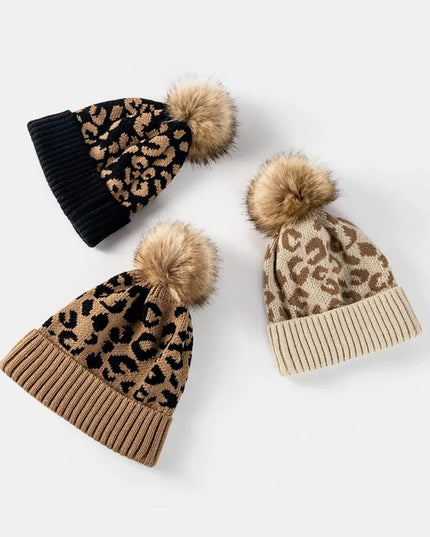 Leopard Pom-Pom Cuffed Beanie - ShopEasier