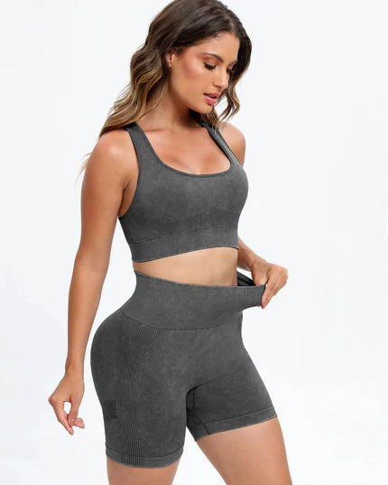 Scoop Neck Wide Strap Top and Shorts Active Set - ShopEasier