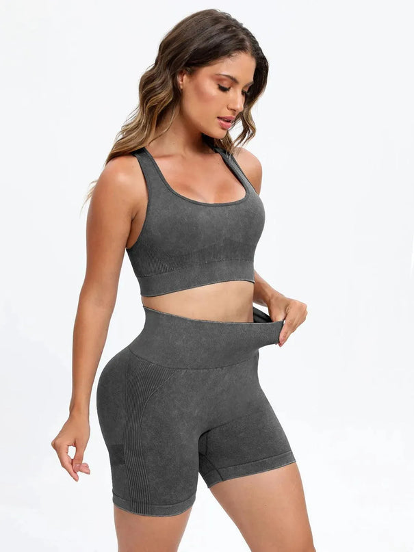 Scoop Neck Wide Strap Top and Shorts Active Set - ShopEasier