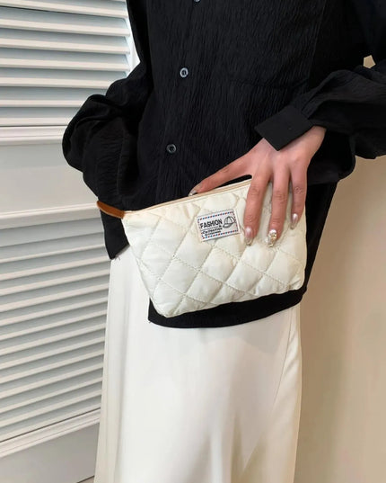 Solid Quilted Clutch with Zipper