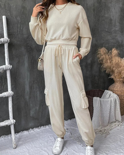 Perfee Casual Tied Long Sleeve Top and Pants Ensemble