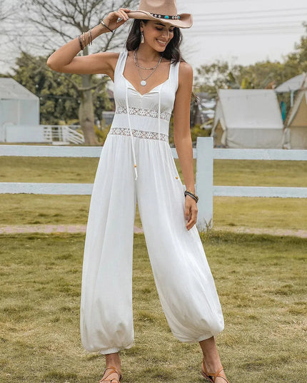 Backless Wide Strap Wide Leg Jumpsuit - ShopEasier