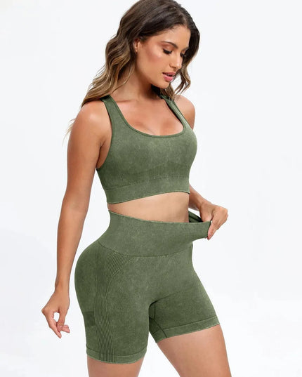 Scoop Neck Wide Strap Top and Shorts Active Set - ShopEasier