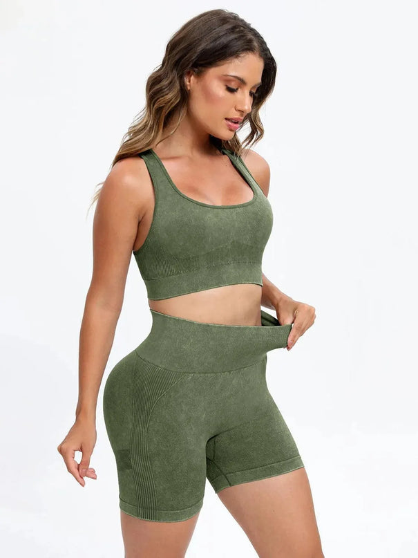 Scoop Neck Wide Strap Top and Shorts Active Set - ShopEasier