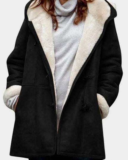 Hooded Toggle Jacket with Pockets and Long Sleeves