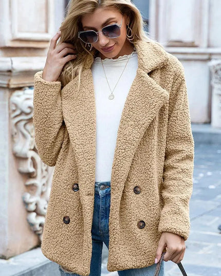 Luxe Urban Sherpa Coat with Lapel Collar