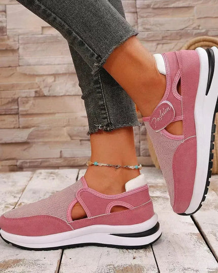 Mesh Round Toe Platform Sneakers