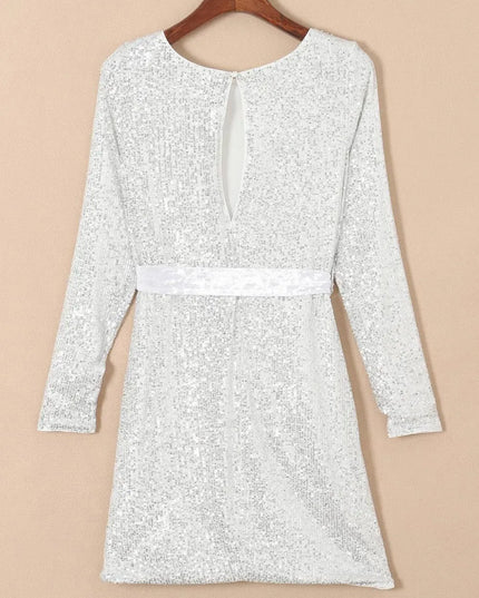 Sequin Tie Front T-Shirt Dress