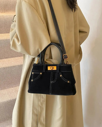 Suede Adjustable Strap Double-Use Handbag