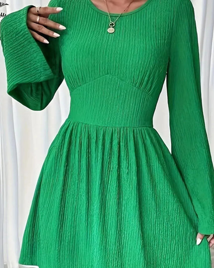 Round Neck Flare Sleeve Mini Dress