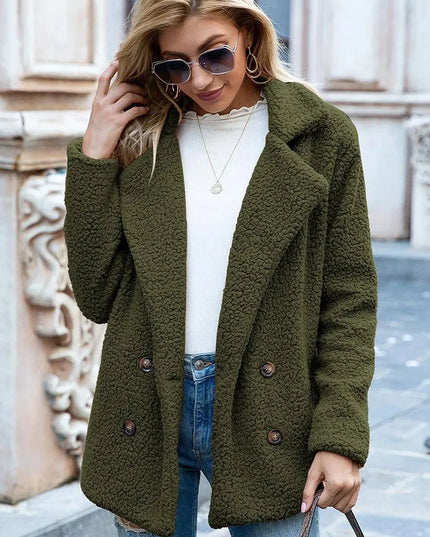 Luxe Urban Sherpa Coat with Lapel Collar