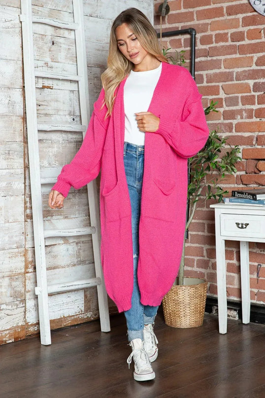 Letter Dropped Shoulder Long Sleeve Cardigan - ShopEasier