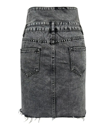 Raw Hem High Waist Denim Skirt - ShopEasier