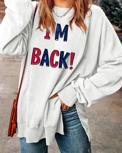 Chic Slit Round Neck Long Sleeve Sweatshirt