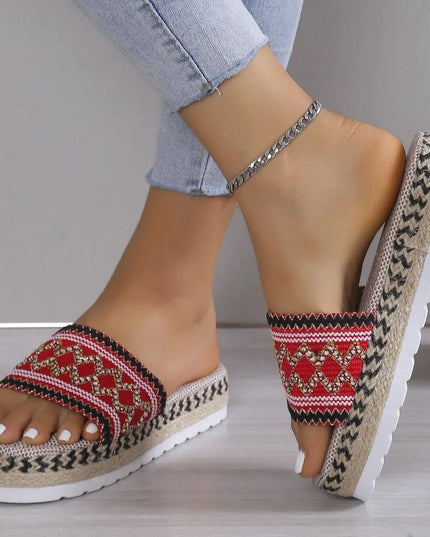 Braided Geometric Flat Sandals