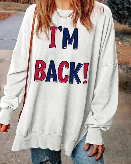 Chic Slit Round Neck Long Sleeve Sweatshirt