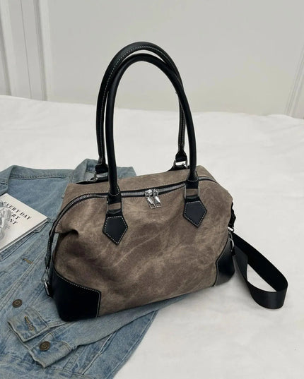 Contrast PU Leather Shoulder Bag