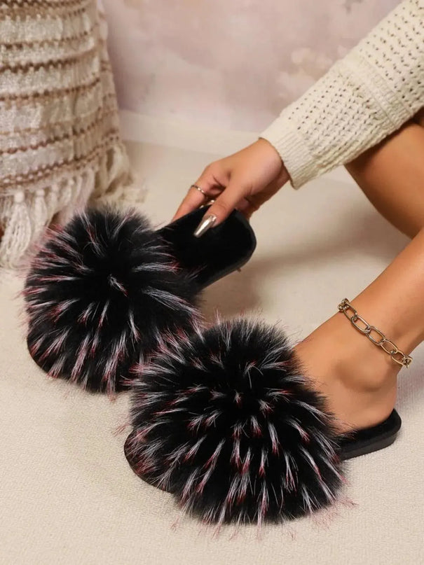 Cozy Open Toe Flat Slippers