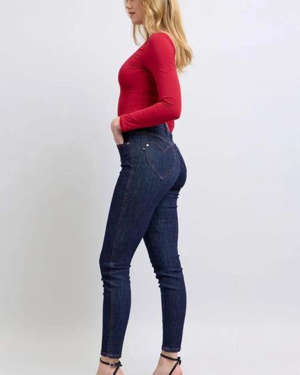 Judy Blue Full Size Heart Shaped Back Pockets Skinny Jeans - ShopEasier