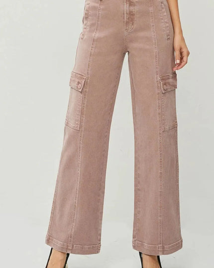 RISEN Full Size High Rise Wide Leg Cargo Jeans - ShopEasier