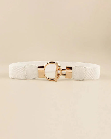 Round Zinc Alloy Buckle PU Leather Belt