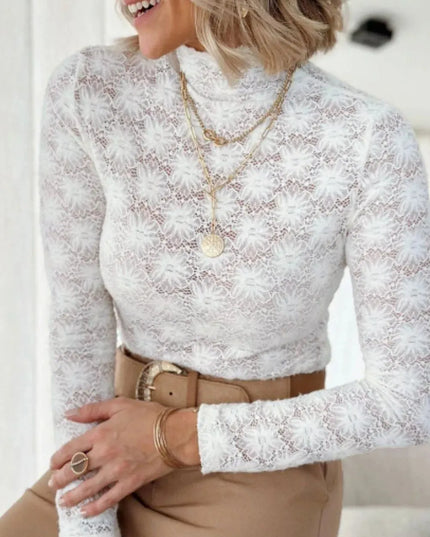 Lace Mock Neck Long Sleeve Top