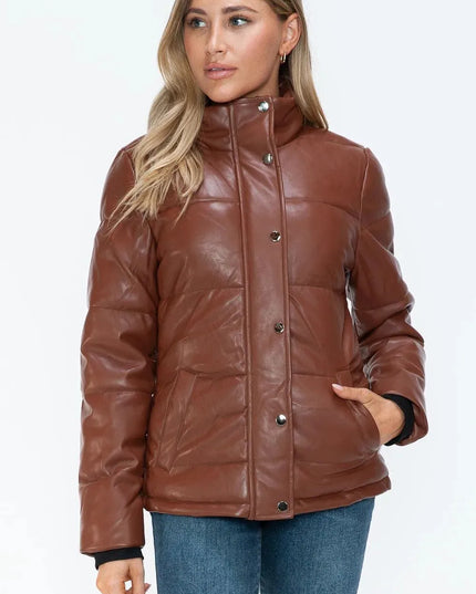 YMI Pocketed Zip Up Turtleneck Puffer Jacket - ShopEasier