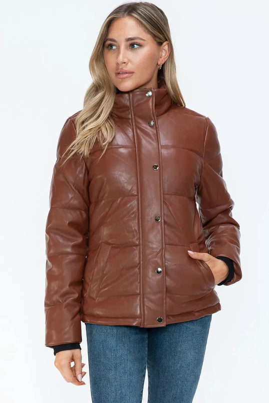 YMI Pocketed Zip Up Turtleneck Puffer Jacket - ShopEasier