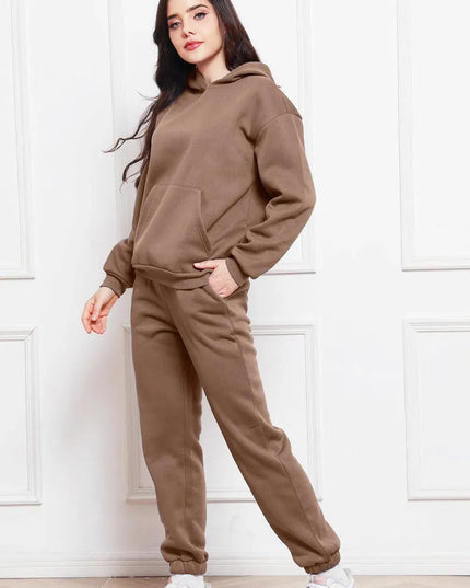 Casual Drop Shoulder Hoodie and Jogger Set