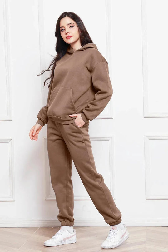 Casual Drop Shoulder Hoodie and Jogger Set