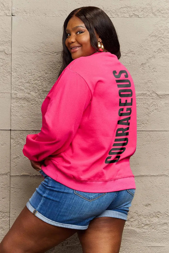 Simply Love Full Size COURAGEOUS Graphic Sweatshirt - ShopEasier