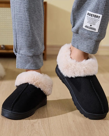 Cozy Faux Fur Platform Slippers with Round Toe