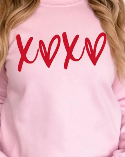 XOXO Love Heart Graphic Drop Shoulder Sweatshirt for Valentine's Day